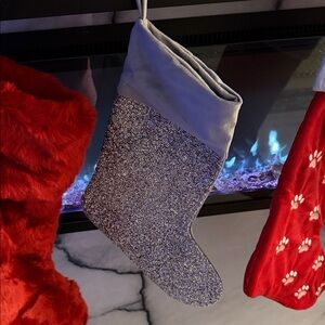 Silver Glitter Christmas Stocking